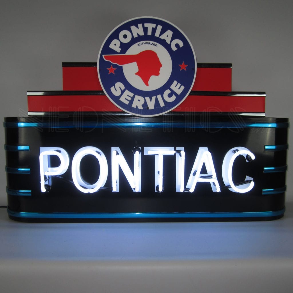 THEATER MARQUEE ART DECO PONTIAC NEON SIGN IN STEEL CAN ...