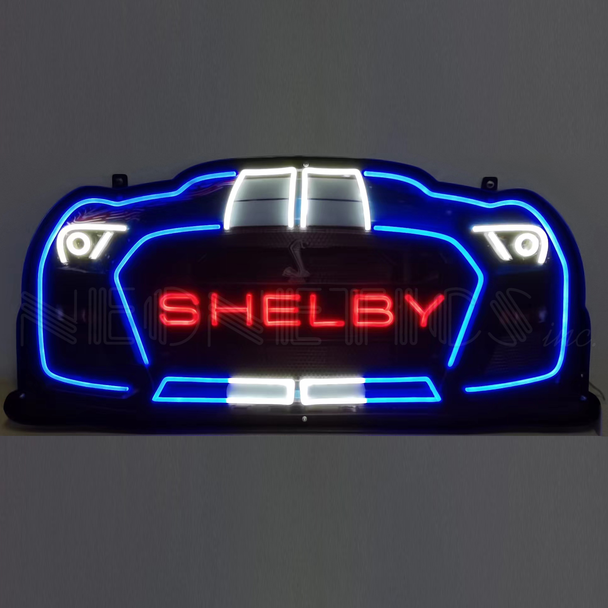 SHELBY GT 500 GRILL LED FLEX-NEON SIGN IN STEEL CAN - 29GRLSH