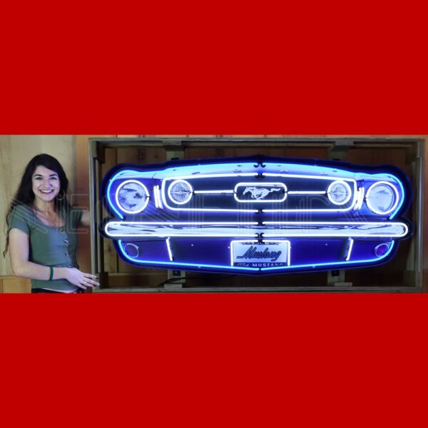 GRILL -  FORD MUSTANG GRILL NEON SIGN IN STEEL CAN - 9GRLFM