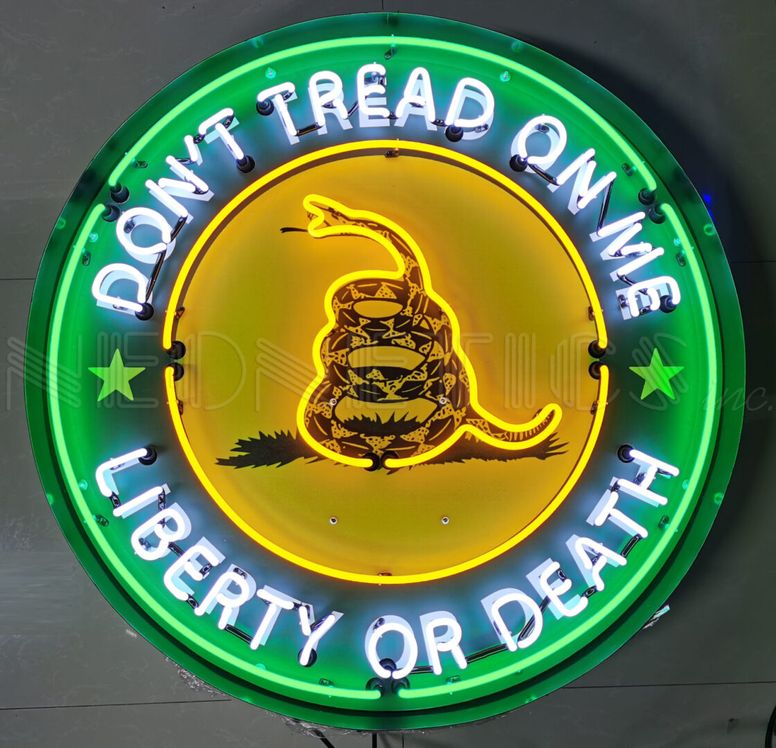 DON'T TREAD ON ME NEON SIGN IN 36" STEEL CAN - 9TREAD