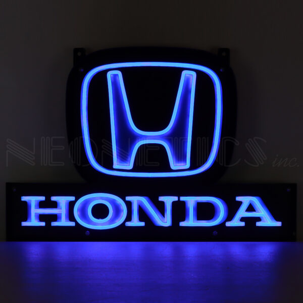 HONDA BLUE H LOGO LED FLEX-NEON SIGN IN STEEL CAN - 25HLOGO