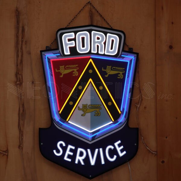 FORD SERVICE RETRO BADGE LED FLEX-NEON SIGN IN STEEL CAN - 29FRDRT