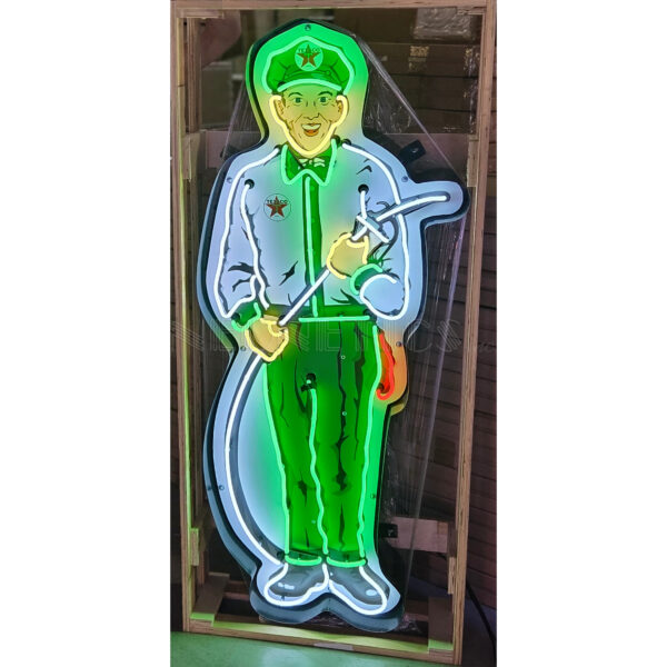 TEXACO SERVICE MAN NEON SIGN IN SHAPED CAN - 9TXMAN