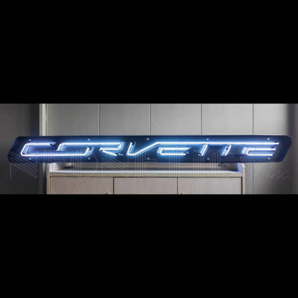 CORVETTE WORD NEON SIGN IN STEEL CAN - 9VETTE
