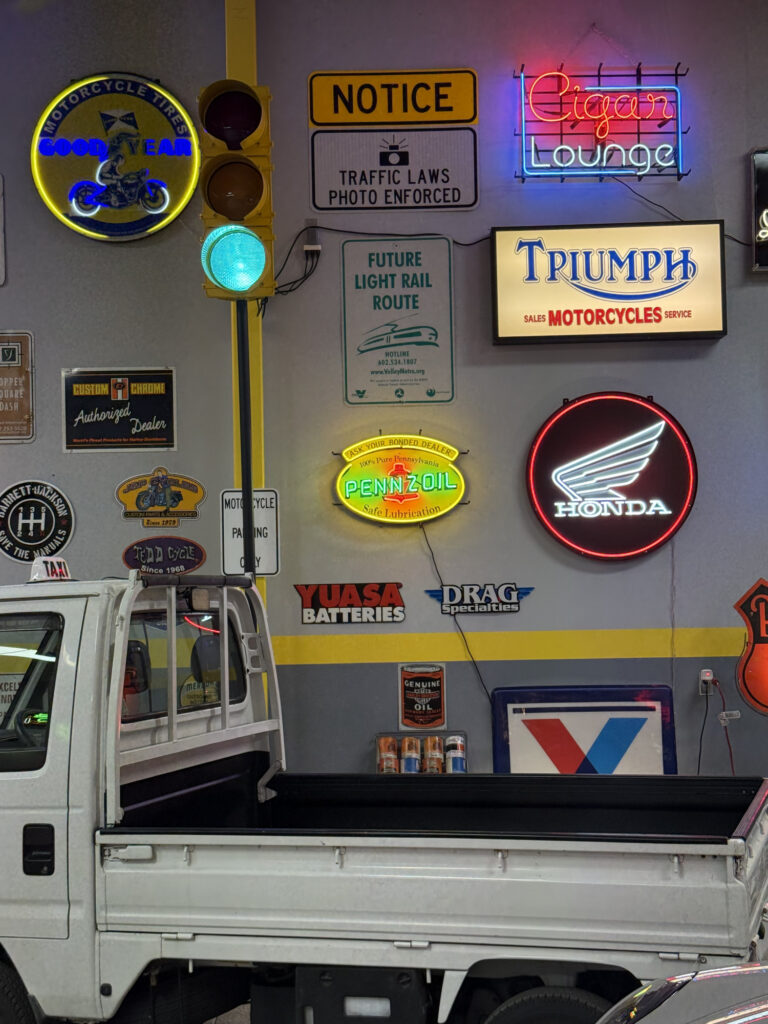 Garage showing Honda 36 inch round sign
