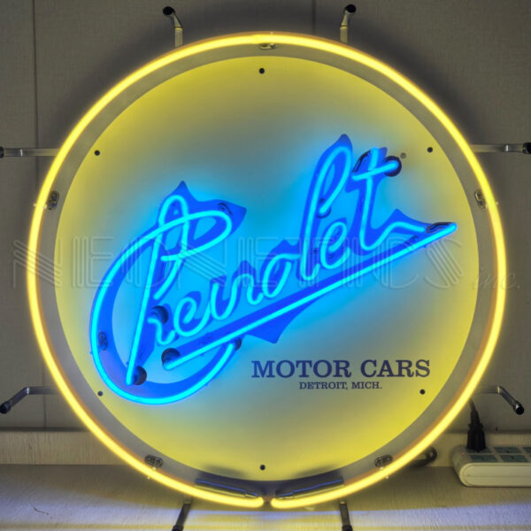 CHEVROLET MOTOR CARS NEON SIGN WITH BACKING - 5CHVMC